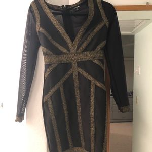 Bandage dress with gold